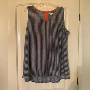 Cato Blue and Navy Striped Sleeveless Top. Size XL.